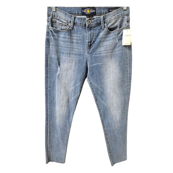 NEW! LUCKY BRAND Women's Brook Capri distressed Blue Jeans. - Picture 1 of 16